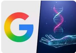 Representação digital da hélice de DNA sendo analisada por algoritmos de inteligência artificial do Google.