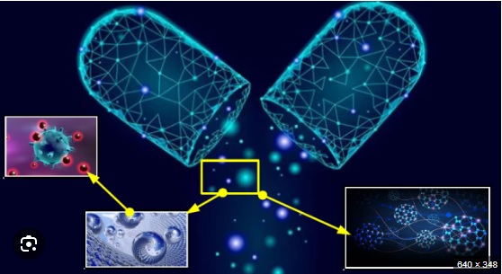 Ilustração de nanopartículas biodegradáveis para tratamento de câncer e lúpus.