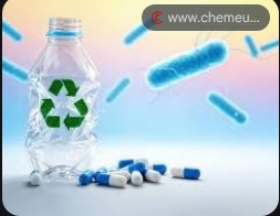 Ilustração de bactérias E. coli e catalisadores de paládio produzindo hidrogênio a partir de resíduos.